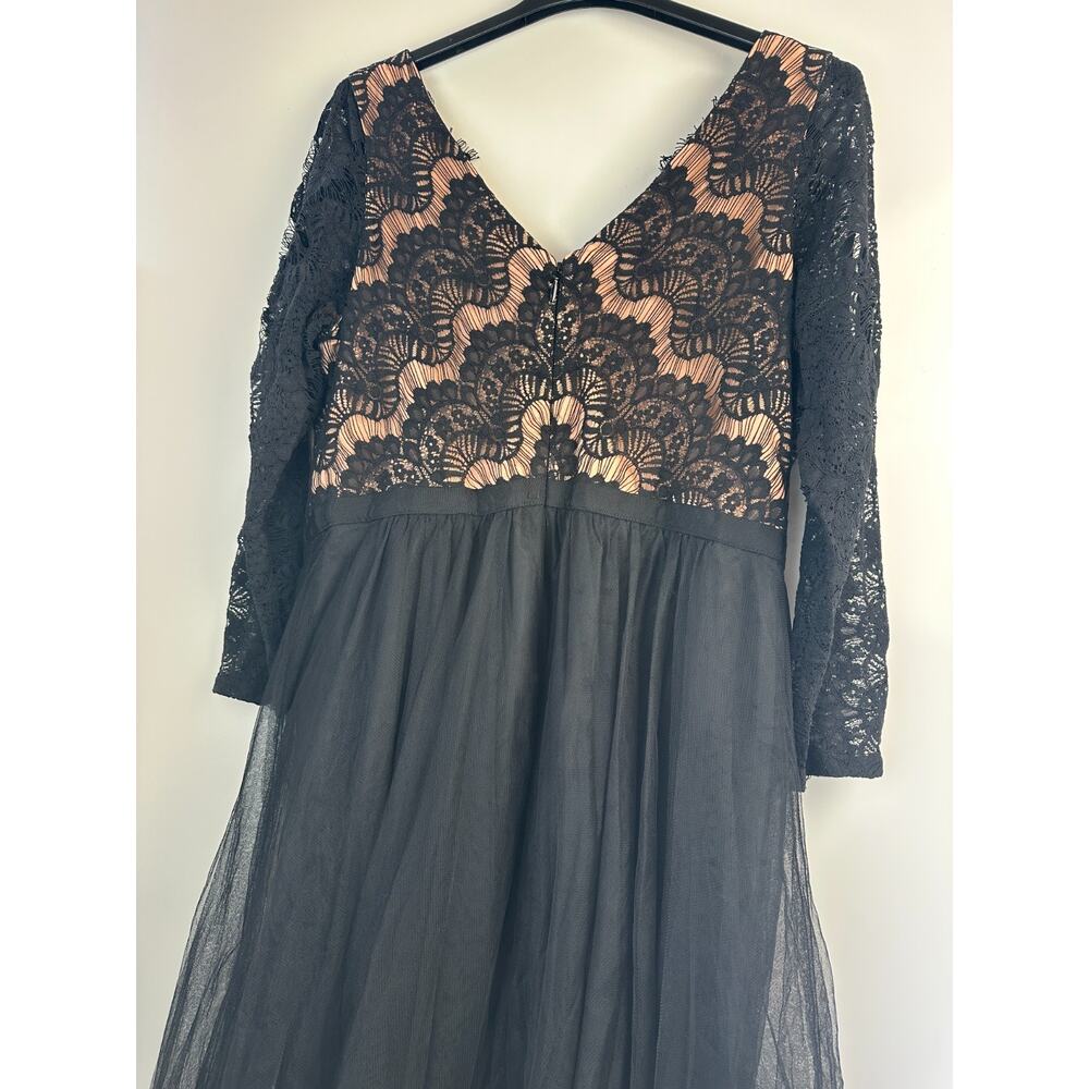 City Chic Rare Beauty Dress Lace Fit & Flare Black A Line Tulle XL Plus Size 22 - Picture 4 of 16